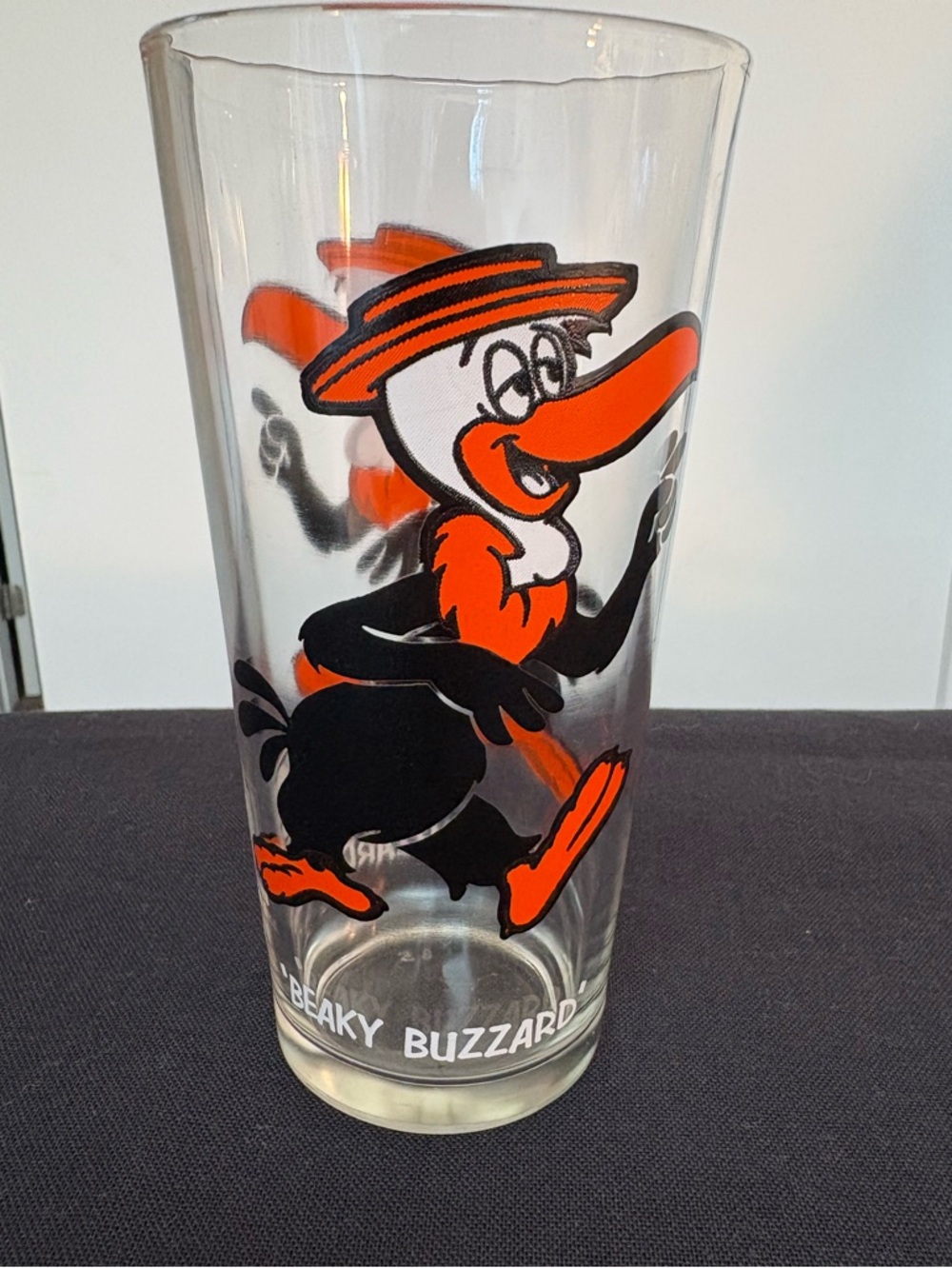 Vintage 1973 Beaky Buzzard Orange & Black Glass - Pepsi Collection